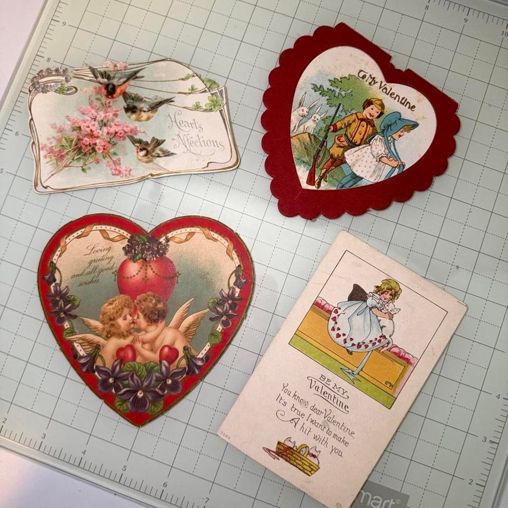 Vintage antique Valentine's Day cards and decorations